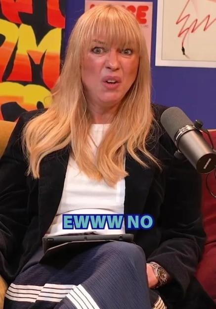 Sara Cox making a disgusted face and saying "EWWW NO".