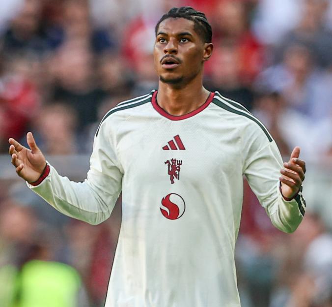 Marcus Rashford of Manchester United during a football match against AC Milan.