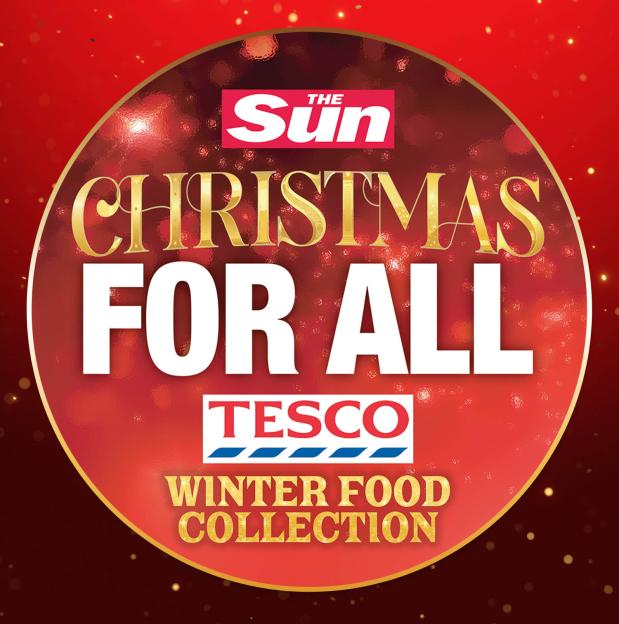 The Sun and Tesco present "Christmas For All: Winter Food Collection" logo.