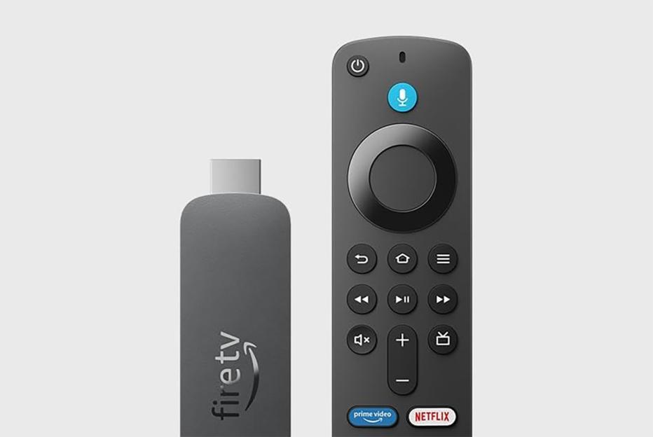 Amazon Fire TV Stick with remote control.