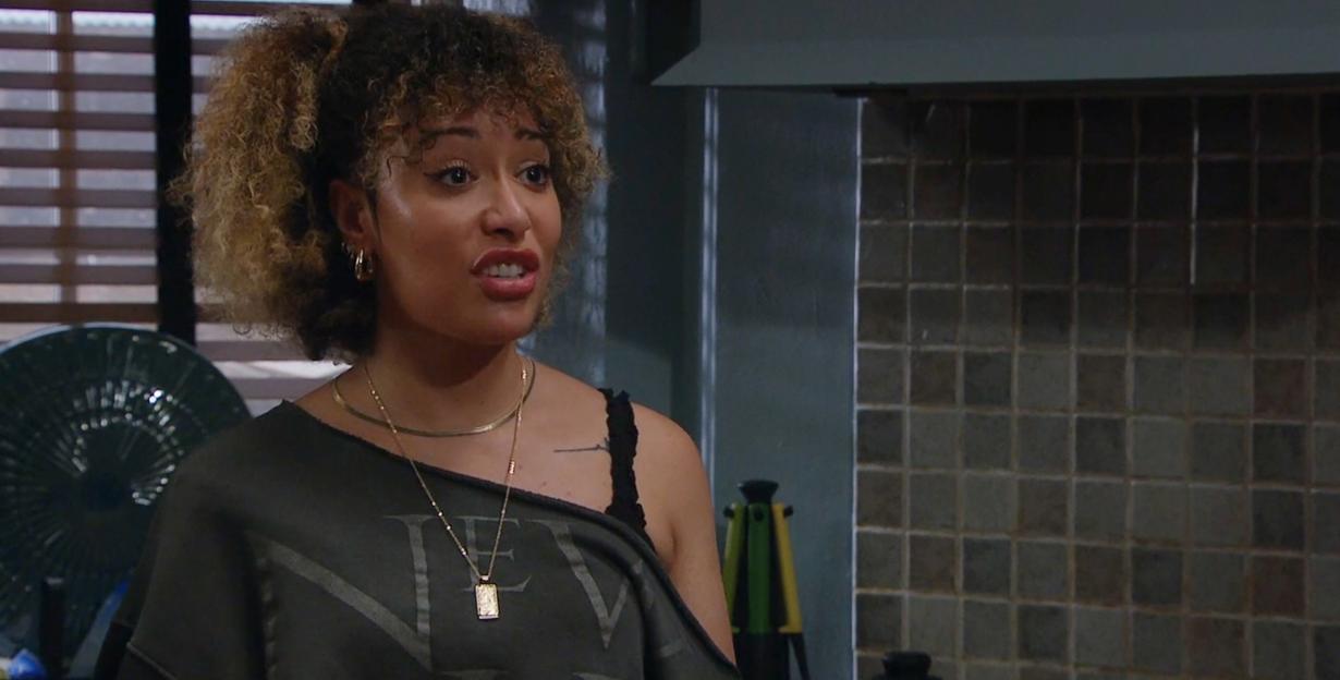 Serena Sugden with curly hair.