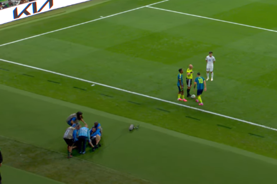 Medics Spring into Action as Man City Star Takes Down World Cup Camera Operator in Uzbekistan vs Colombia Match