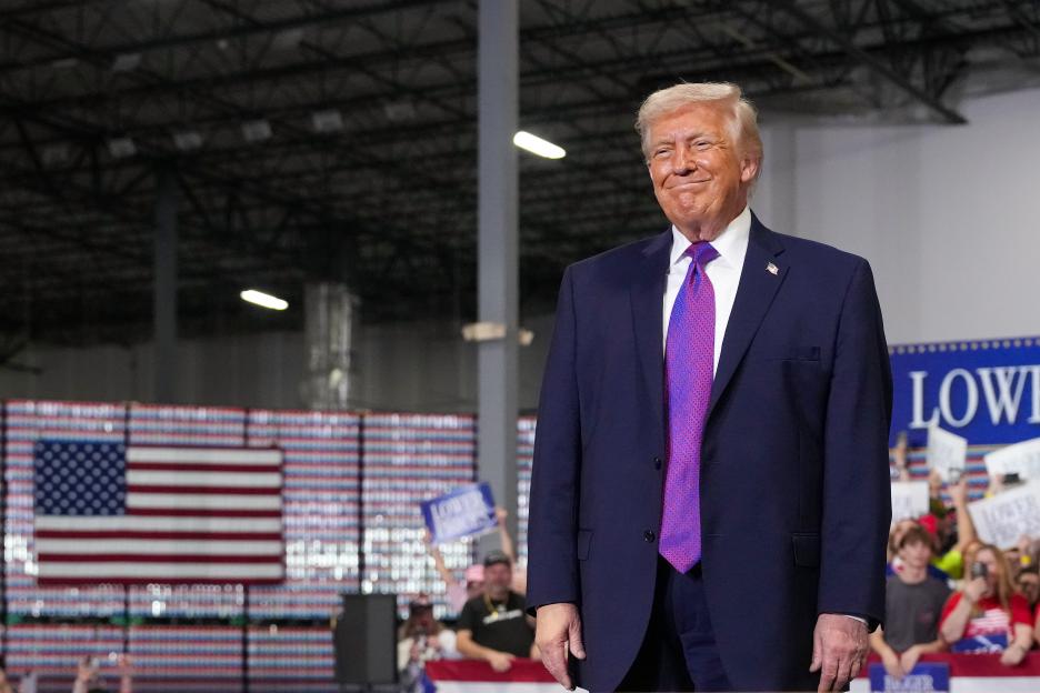 U.S. President Donald Trump speaking at Verst Logistics.