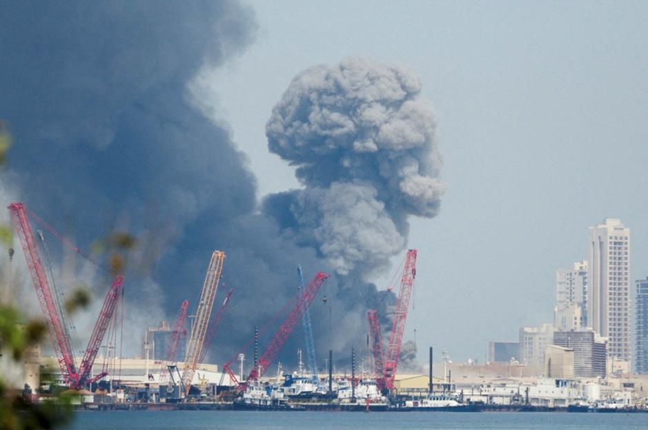 Smoke rises in the sky after blasts were heard in Bahrain