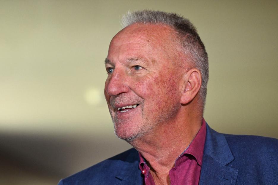 Former England cricket player Ian Botham speaking during a press conference.