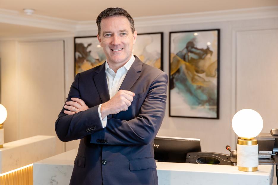 Steve Cassidy, MD UK and Ireland for Hilton, photographed at the Hilton Cobham.