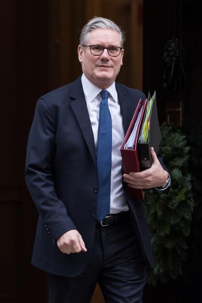 Keir Starmer leaving 10 Downing Street for PMQs.