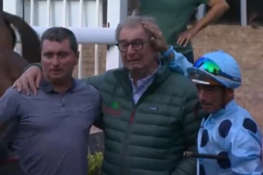 Tears all round as legendary trainer celebrates one of his last ever winners before yard is liquidated