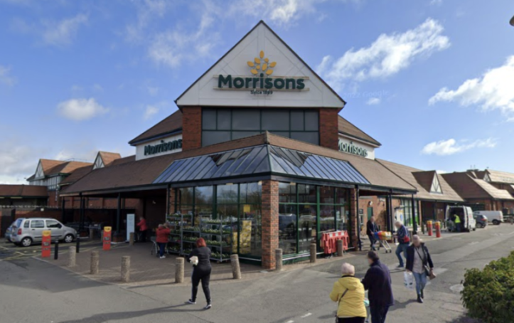 Exterior of a Morrisons grocery store in Aldridge, Walsall.
