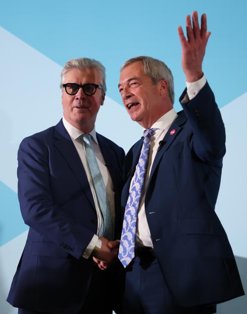 Reform UK Leader Nigel Farage Holds Rally In Falkirk
