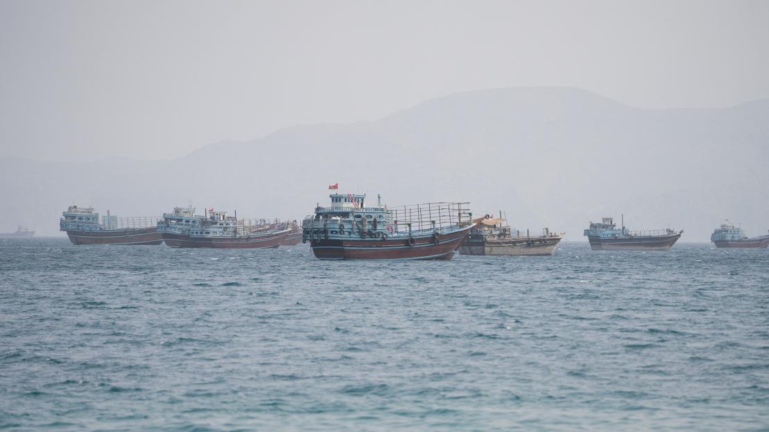 Vessels near the Strait of Hormuz, as seen from Musandam
