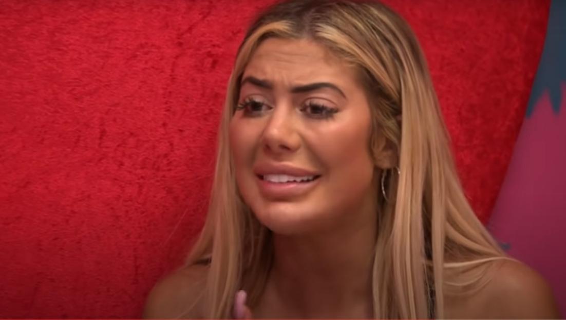 Chloe Ferry from Geordie Shore looking upset.