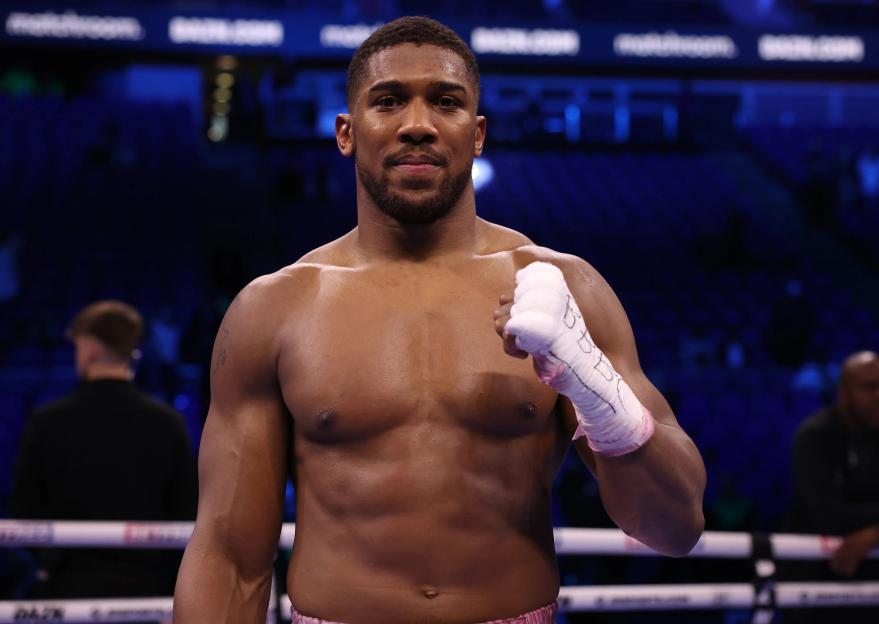 Anthony Joshua in the boxing ring after defeating Jermaine Franklin.