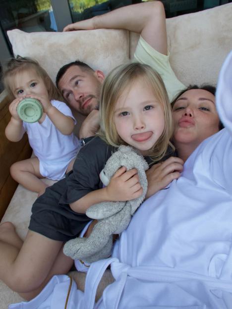 Charlotte Crosby with her partner and two children.