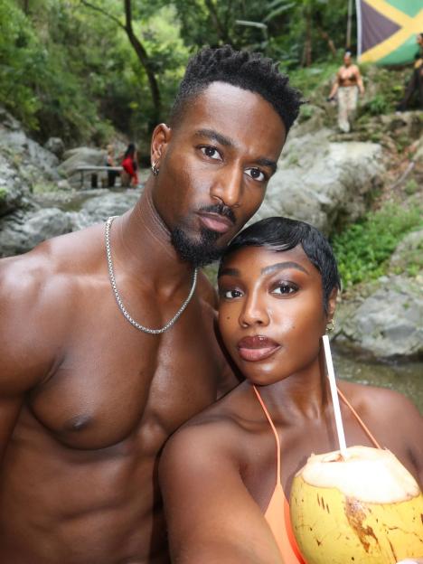Love Island's Whitney and Yamen pose together in Jamaica.