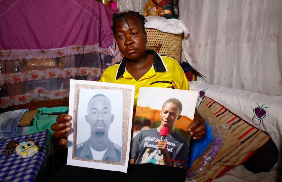 Susan Khandasi Kuloba mother to David Kuloba who allegedly died while in a military operation in Russia, at a Reuters interview in Kibera, Nairobi