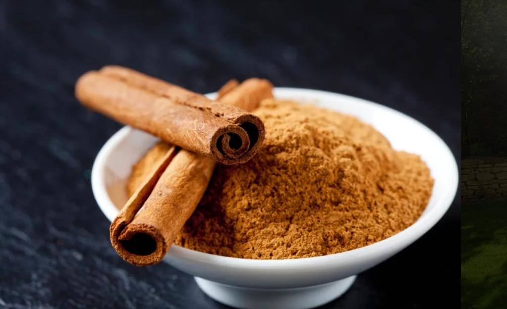 Cinnamon sticks and ground cinnamon in a bowl.
