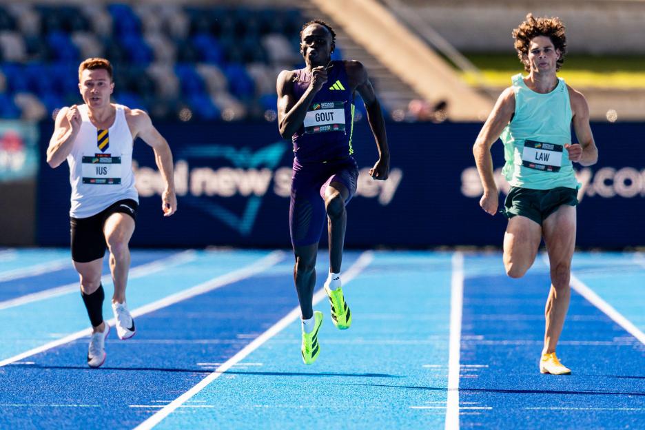 Sydney, Nsw, Australia. 12th Apr, 2026. GOUT GOUT of Queensland competes in the men's 200m final at the 2026 Australian Athletics Championships. (Credit Image: ¿ Stephane Thomas/ZUMA Press Wire) EDITORIAL USAGE ONLY! Not for Commercial USAGE!