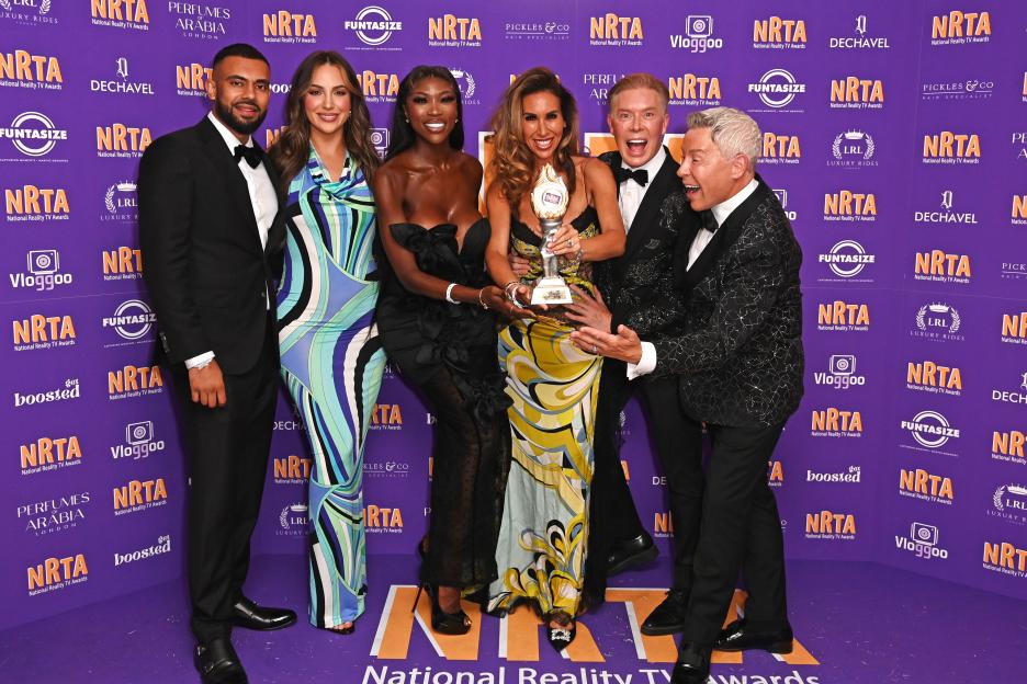 Winners of The Real Housewives of Cheshire posing with their award at the National Reality TV Awards 2025.