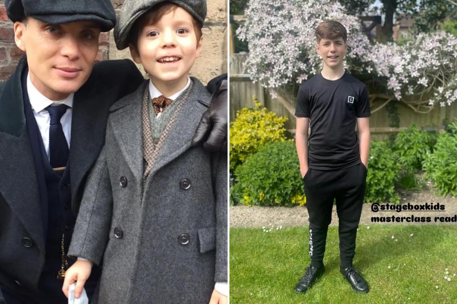 An image collage containing 2 images, Image 1 shows George Gwyther playing Karl Thorne with Cillian Murphy in Peaky Blinders, Image 2 shows George Gwyther, playing Karl Thorne from Peaky Blinders, standing in a garden