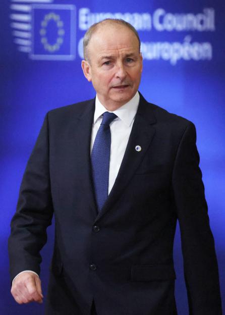 Irish Prime Minister Micheál Martin arrives at a European Council meeting.