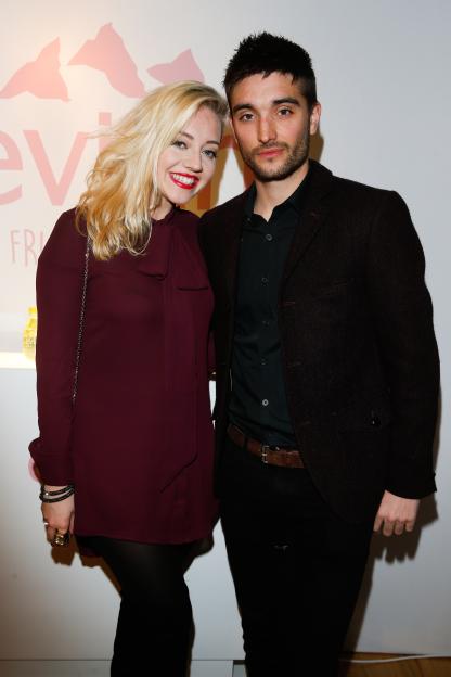 Tom Parker and Kelsey Hardwick at the launch of Evian's new flavored range.