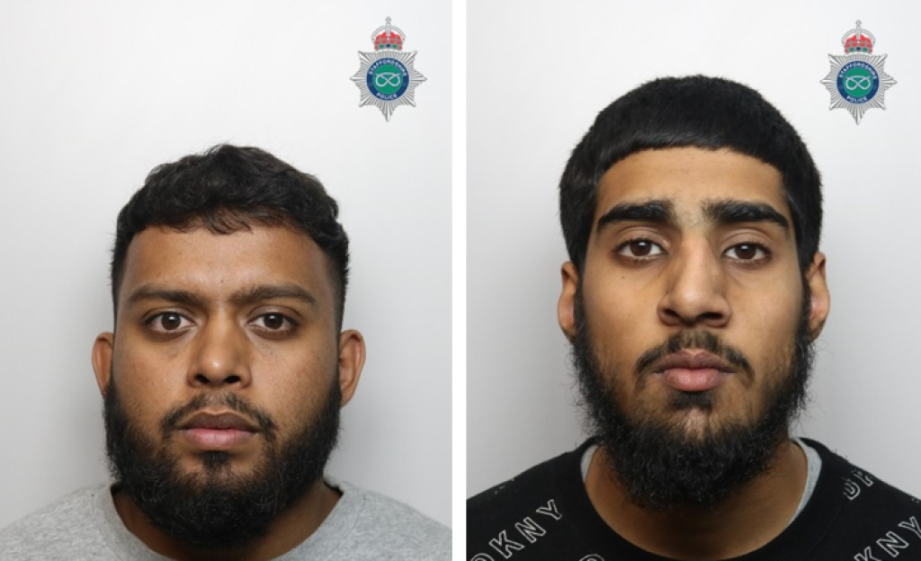 Collage of two mugshot-style photos of two men, both with dark hair and beards, looking directly at the camera.
