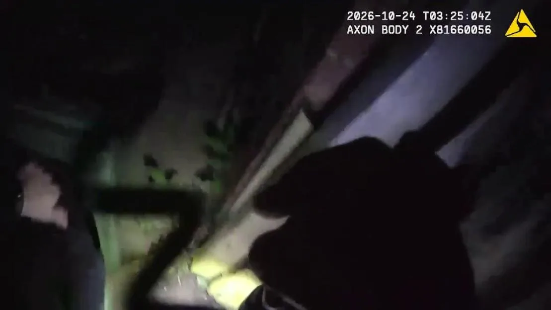 Moment teen ‘burglar’ found hiding inside wheelie bin as cops tease suspect for doing ‘rubbish job’ at not being caught