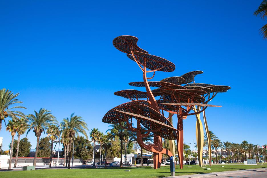 Costa Dorada Spain. LA PINEDA, SPAIN: Monument of town la Pineda.