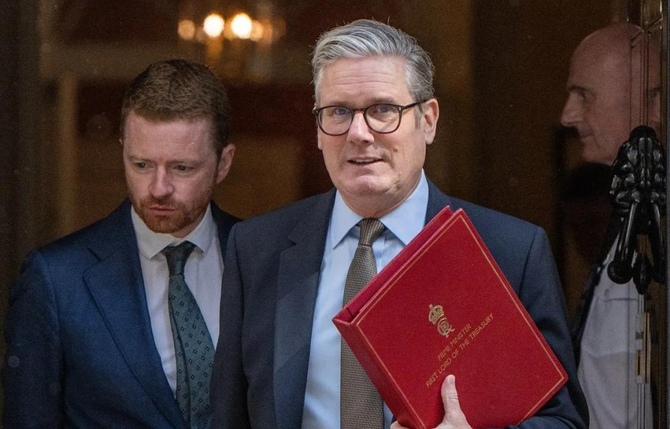 Prime Minister Keir Starmer and Morgan McSweeney leaving 10 Downing Street.