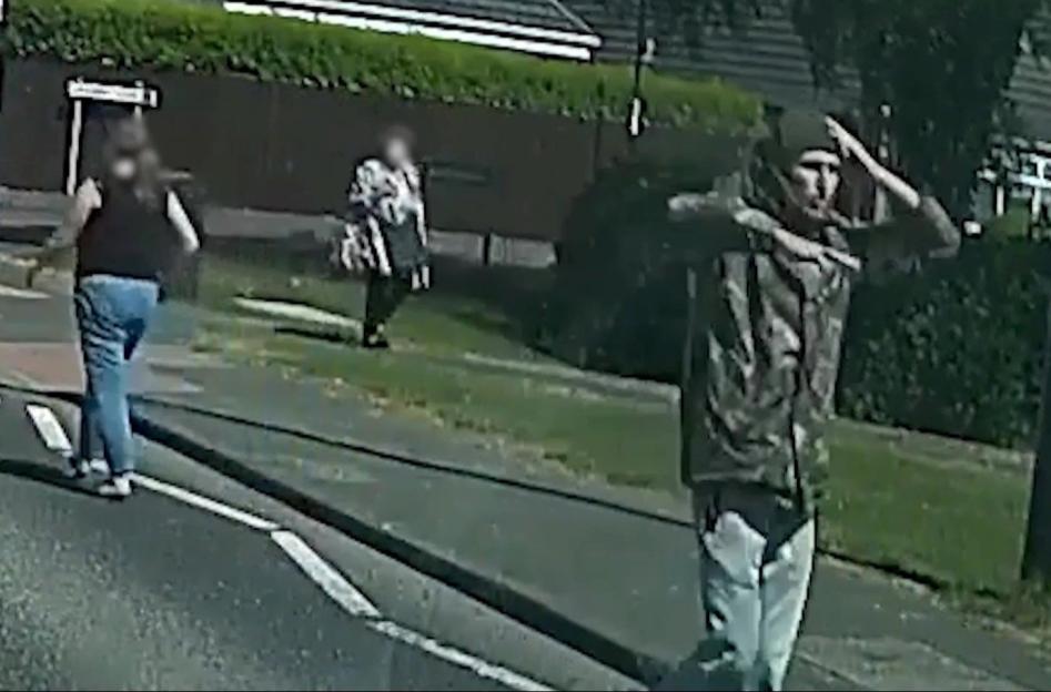 Footage of Billy Stokoe on an e-bike knocking down Gloria Stephenson.