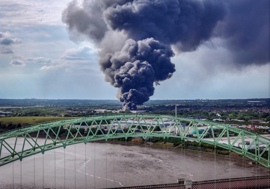 Smoke Fills The Sky Over Liverpool From Reported Warehouse Fire In Widnes