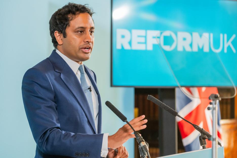 London, UK. 6th Aug, 2026. Illegal workers press conference with Zia Yusuf of Reform UK, at the Liberal club, London. New plans state that Reform will jail directors of companies employing illegal workers for up to five years, and a Reform government