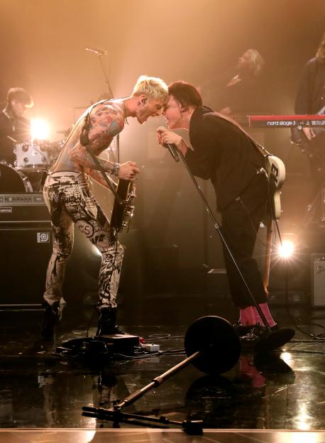 Machine Gun Kelly and Yungblud perform on The Late Late Show.