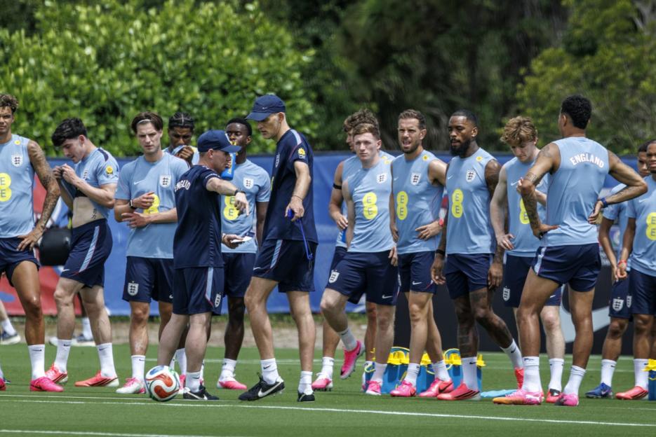 England's FIFA World Cup 2026 team trains on a field.