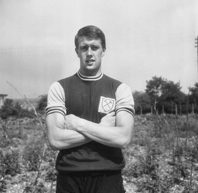 English footballer Geoff Hurst in his West Ham United uniform.