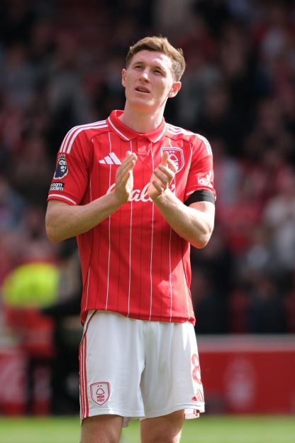 Nottingham, UK. 19th Apr, 2026. NOTTINGHAM, ENGLAND, APRIL 19: Elliot Anderson of Nottingham Forest applauds the home fans after the final whistle during the Premier league football match between Nottingham Forest and Burnley at the City Ground on Ap