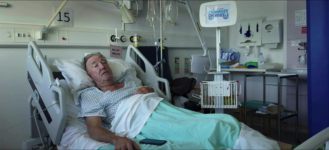 Jeremy Clarkson in a hospital bed for surgery.