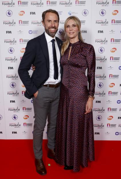 Gareth Southgate with his wife Alison Southgate at the Legends of Football 2022 event.