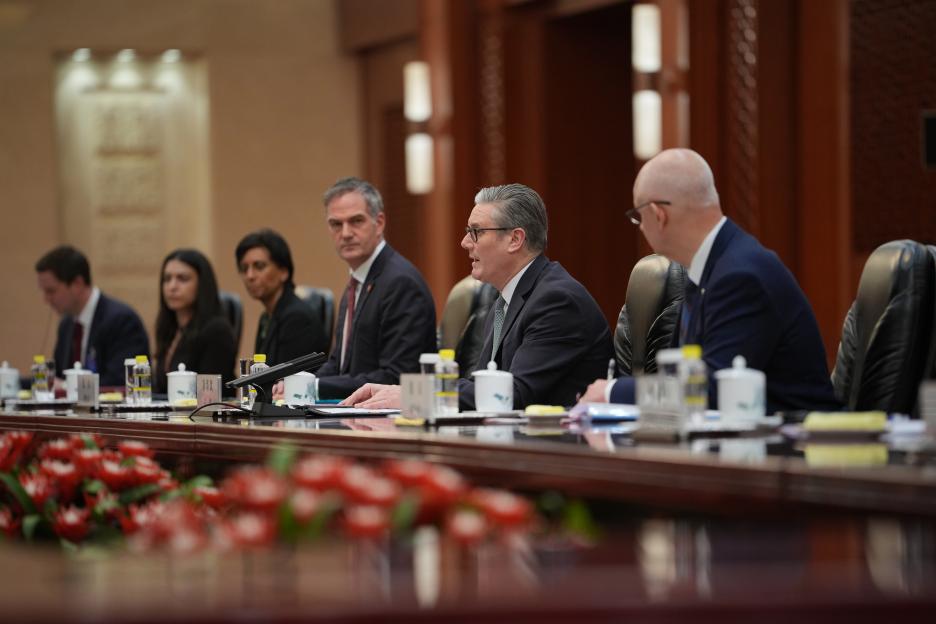 UK Prime Minister Keir Starmer attending a meeting at the Great Hall of the People in Beijing, China.