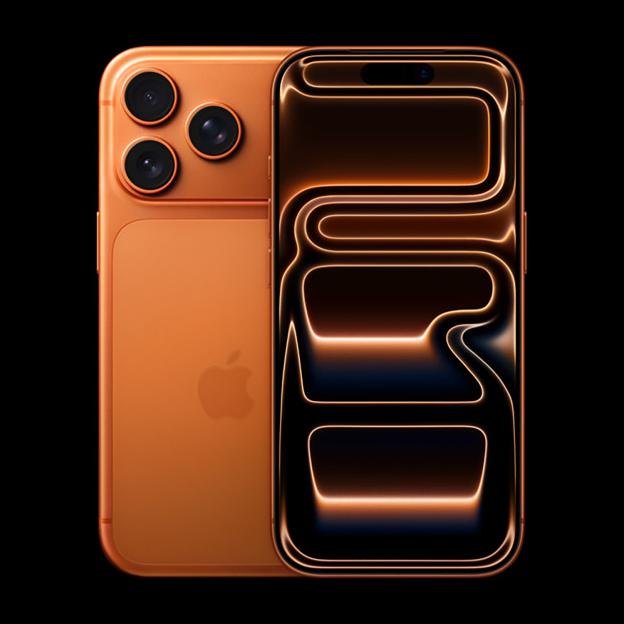 Illustration of the back and screen of an orange iPhone.