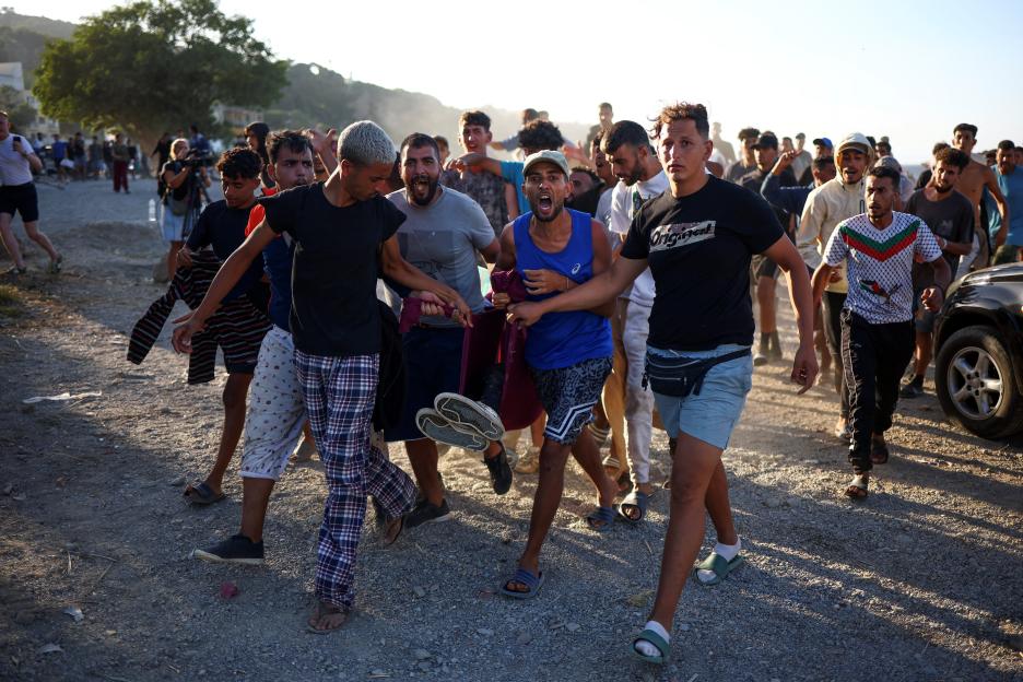 Mass crossings of migrants on foot and by sea from Morocco into Spanish territory, in Ceuta
