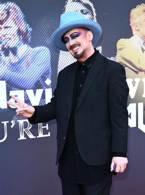 Boy George at the "David Bowie: You're Not Alone" premiere.