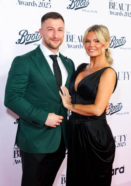 Paolo Margaglione and Kerry Katona attending The Beauty Awards 2025.