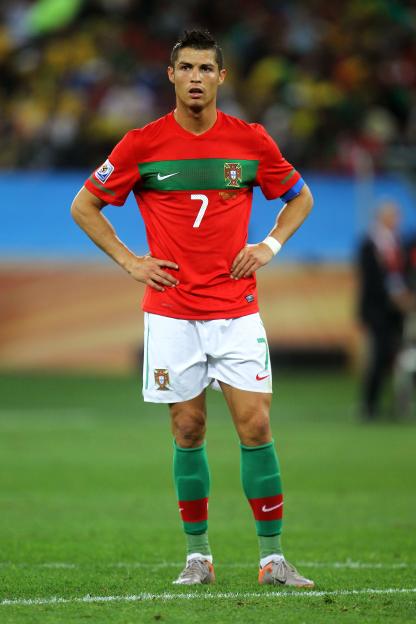 Cristiano Ronaldo in action during a 2010 FIFA World Cup match.
