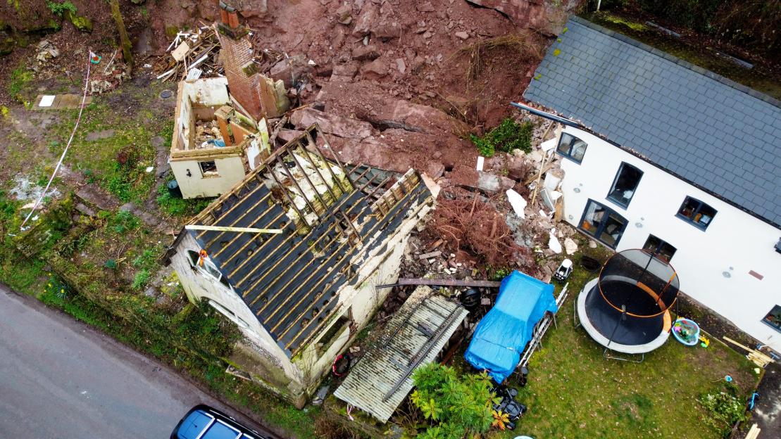 Family have miracle escape after landslide destroys village home