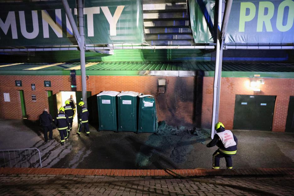 Destroyed portable toilet from the blaze