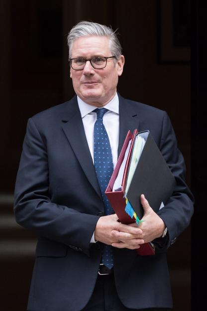 Keir Starmer, British Prime Minister, leaves 10 Downing Street for PMQs.