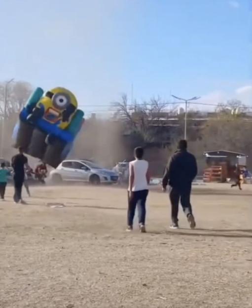 "Terrifying Wind Blows Bouncy Castle into the Air, Leaving Two Kids with Head Injuries"