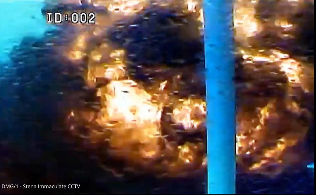 CCTV footage of the collision between the Solong and the Stena Immaculate.